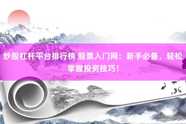 炒股杠杆平台排行榜 股票入门网：新手必备，轻松掌握投资技巧！