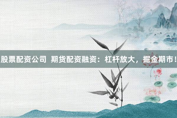 股票配资公司  期货配资融资：杠杆放大，掘金期市！