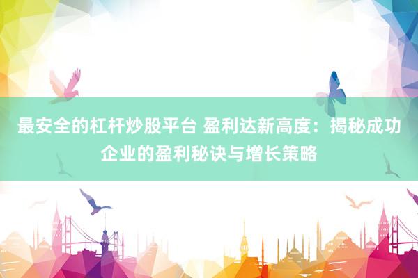 最安全的杠杆炒股平台 盈利达新高度：揭秘成功企业的盈利秘诀与增长策略