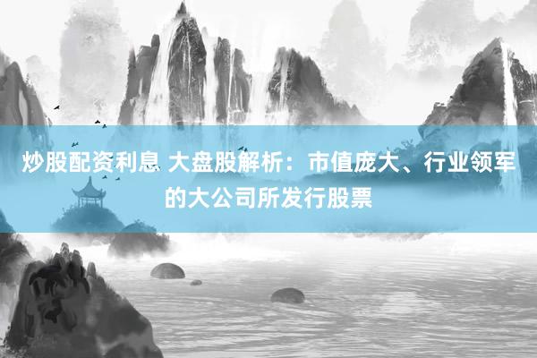 炒股配资利息 大盘股解析：市值庞大、行业领军的大公司所发行股票