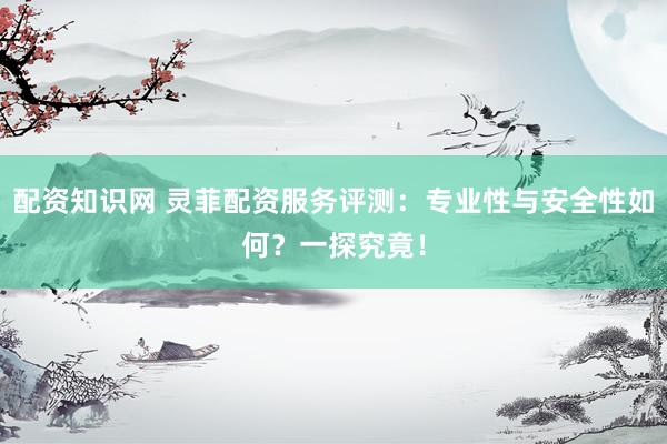 配资知识网 灵菲配资服务评测：专业性与安全性如何？一探究竟！