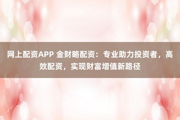 网上配资APP 金财略配资：专业助力投资者，高效配资，实现财富增值新路径