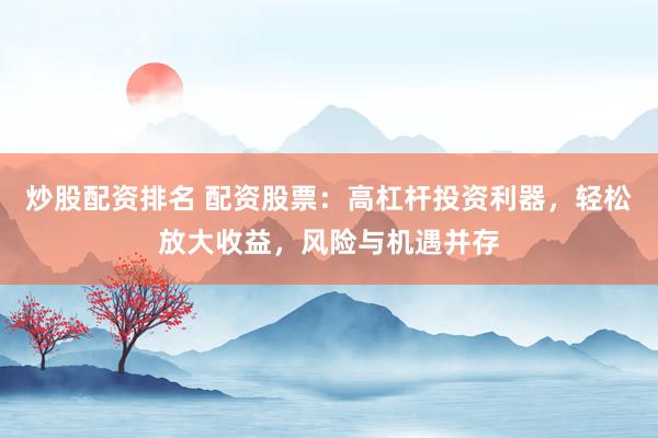 炒股配资排名 配资股票：高杠杆投资利器，轻松放大收益，风险与机遇并存