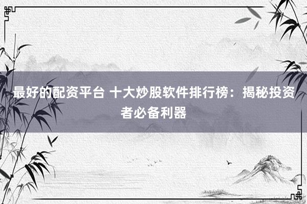 最好的配资平台 十大炒股软件排行榜：揭秘投资者必备利器