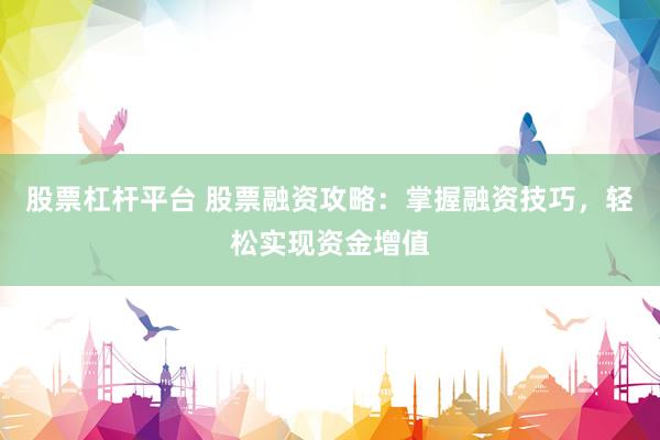 股票杠杆平台 股票融资攻略：掌握融资技巧，轻松实现资金增值