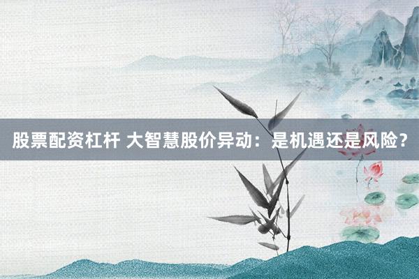 股票配资杠杆 大智慧股价异动：是机遇还是风险？