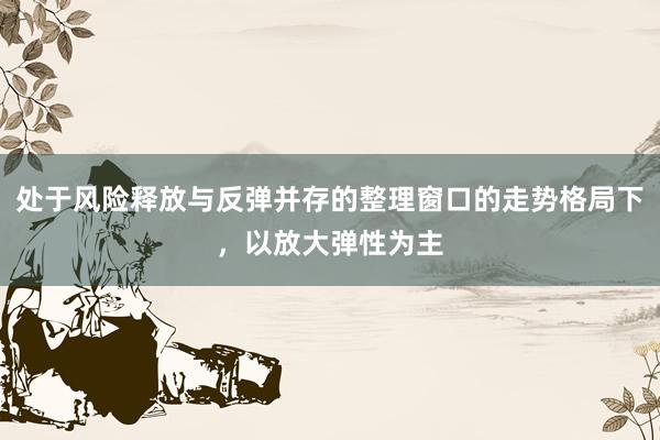 处于风险释放与反弹并存的整理窗口的走势格局下,以放大弹性为主