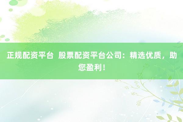 正规配资平台  股票配资平台公司：精选优质，助您盈利！